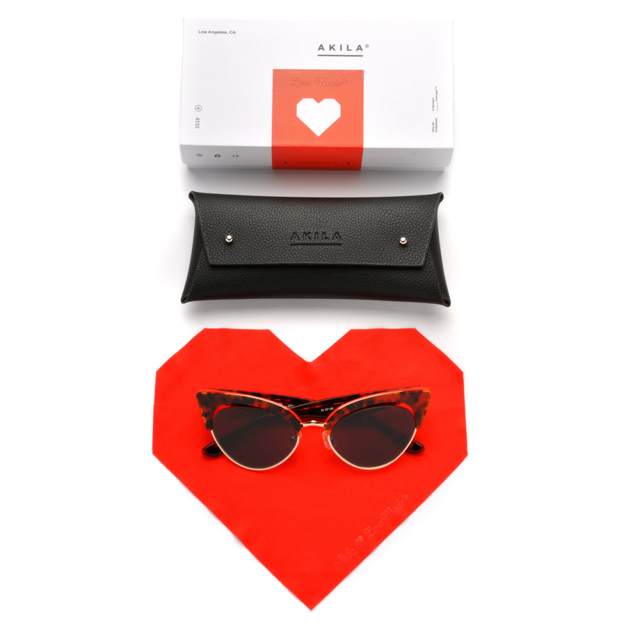 Akila x Love Made Cat Eye Sunglasses - Red Tortoise